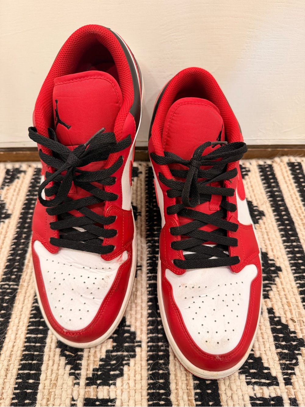 Jordan Men’s Low-Top Sneakers in Red/White with Black Laces